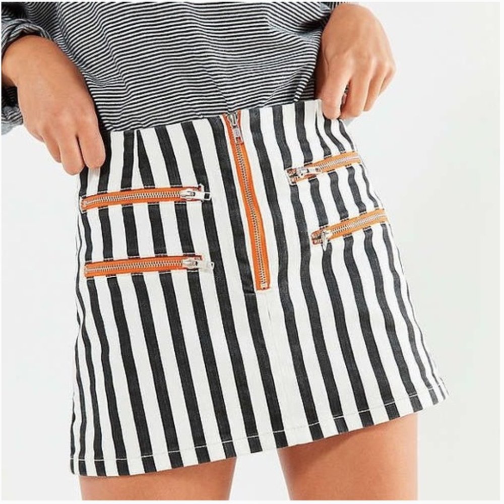 Urban outfitters striped skirt with zipper designs medium